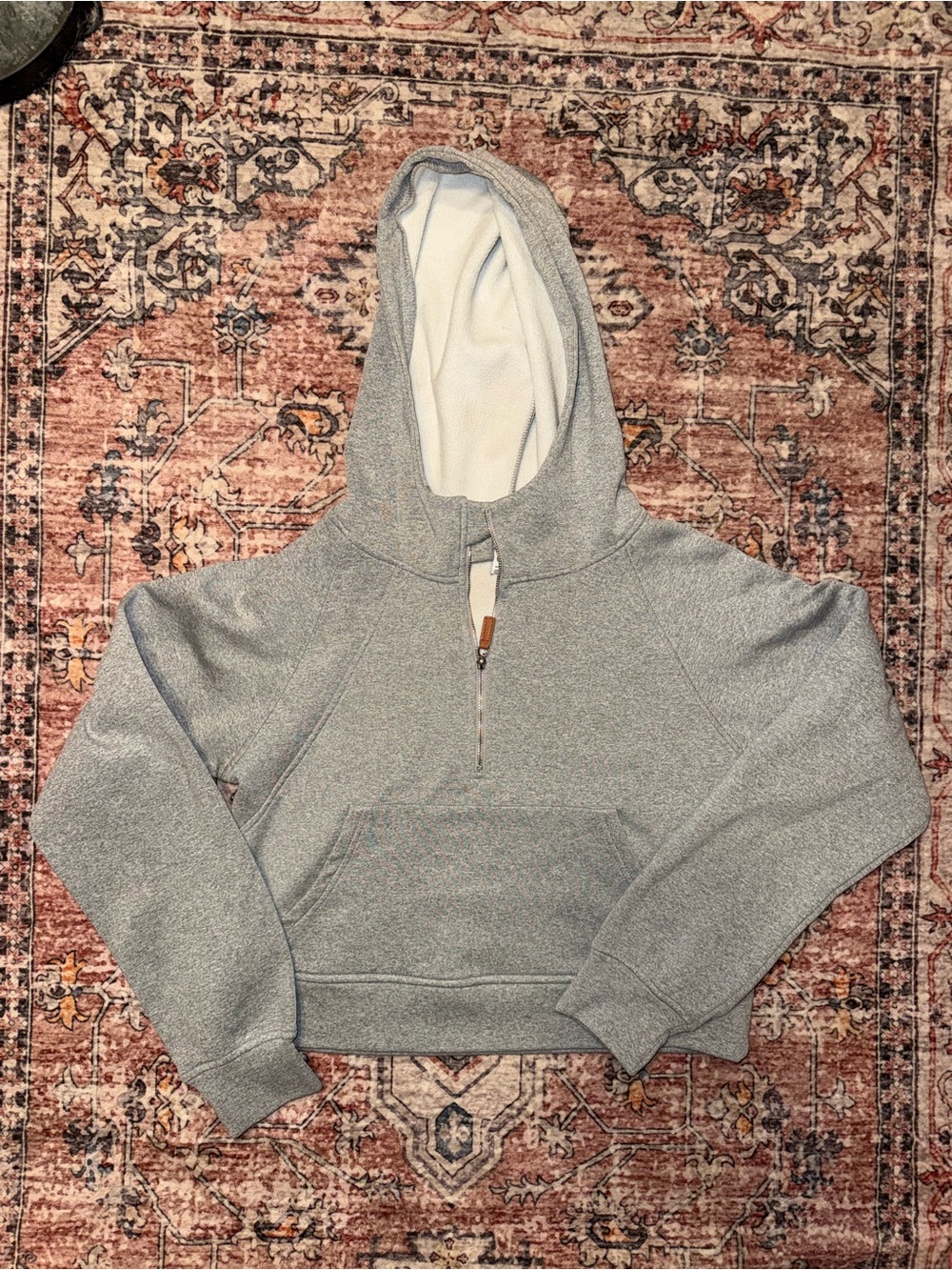 Amazon Women's Light Gray Half-Zip Hoodie Sweatshirt